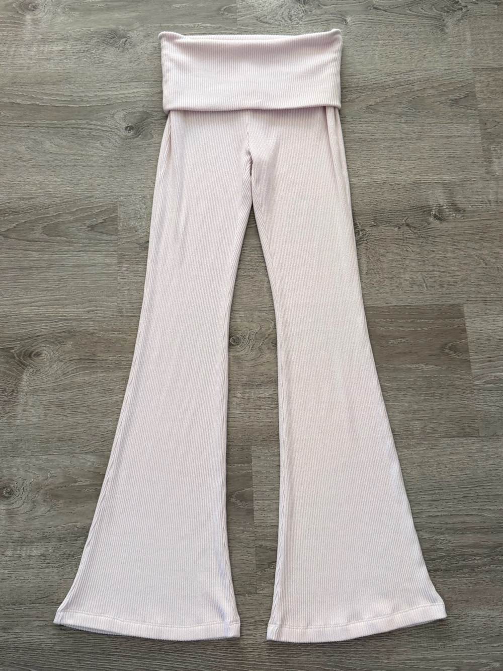 BP Nordstrom Ribbed Fold-Over Waist Flare Leggings - Pale Pink